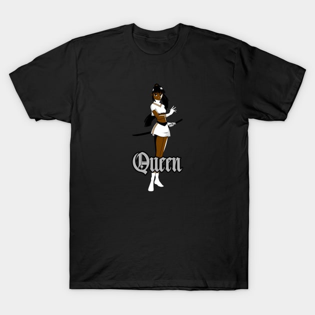 Anime Queen Brown Girl With sword T-Shirt by Just In Tee Shirts